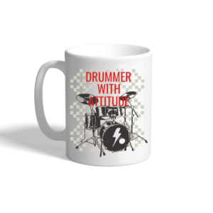 Keramiktasse weiß "Drummer with Attitude"