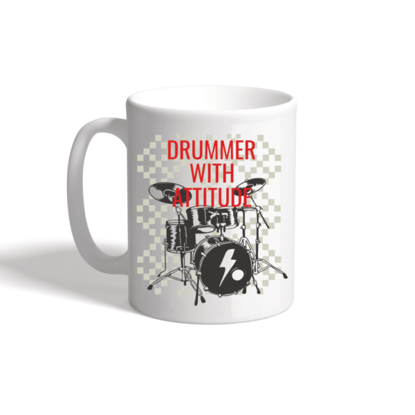 Keramiktasse weiß "Drummer with Attitude"