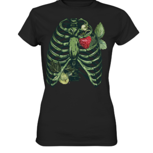Damen Shirt Skelett Strawberry Heart