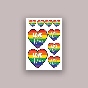 Aufkleber Stickerbogen LGBT Regenbogen Herz Love wins