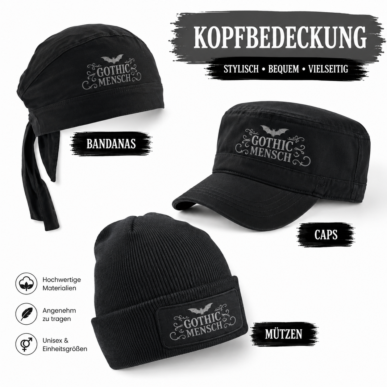 Gothicmensch Caps und Hüte
